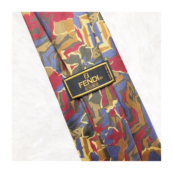 Fendi Camouflage Print Silk Dress Tie Mint - Picture 4 of 5